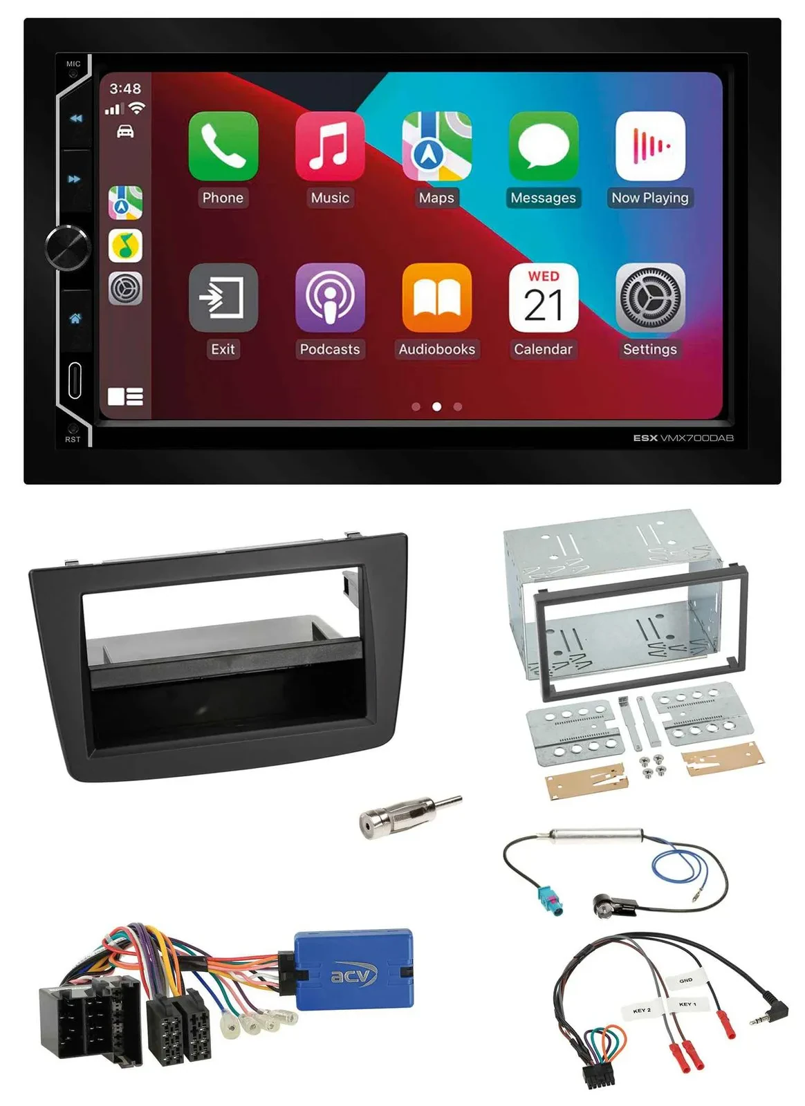 ESX 2DIN DAB USB Lenkrad Bluetooth Autoradio für Alfa Romeo Mito ISO 955 13-18 s