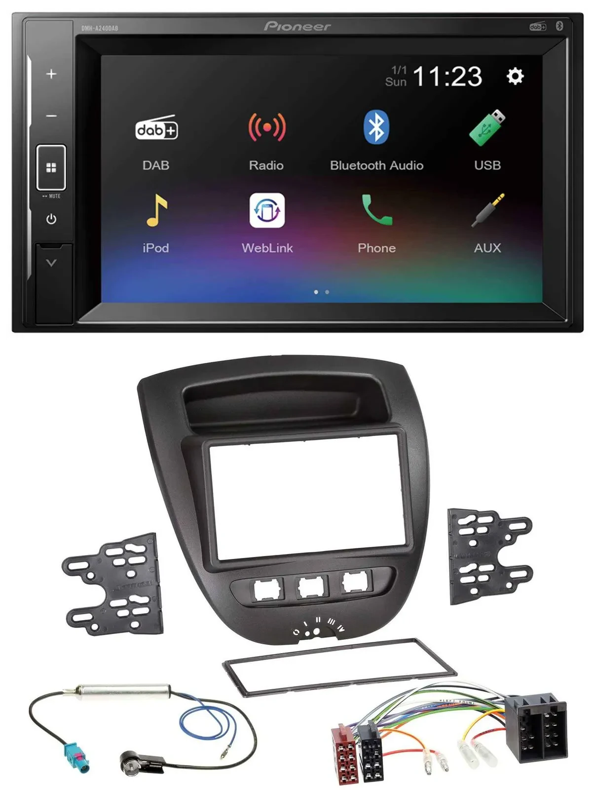 Pioneer DAB MP3 2DIN Bluetooth USB Autoradio für Toyota Aygo Peugeot 107 Citroen