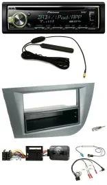 Автомагнитола Pioneer CD/MP3, USB, DAB, для Seat Leon 2005–2010, тёмно-серый (металлик), поддержка управления на руле