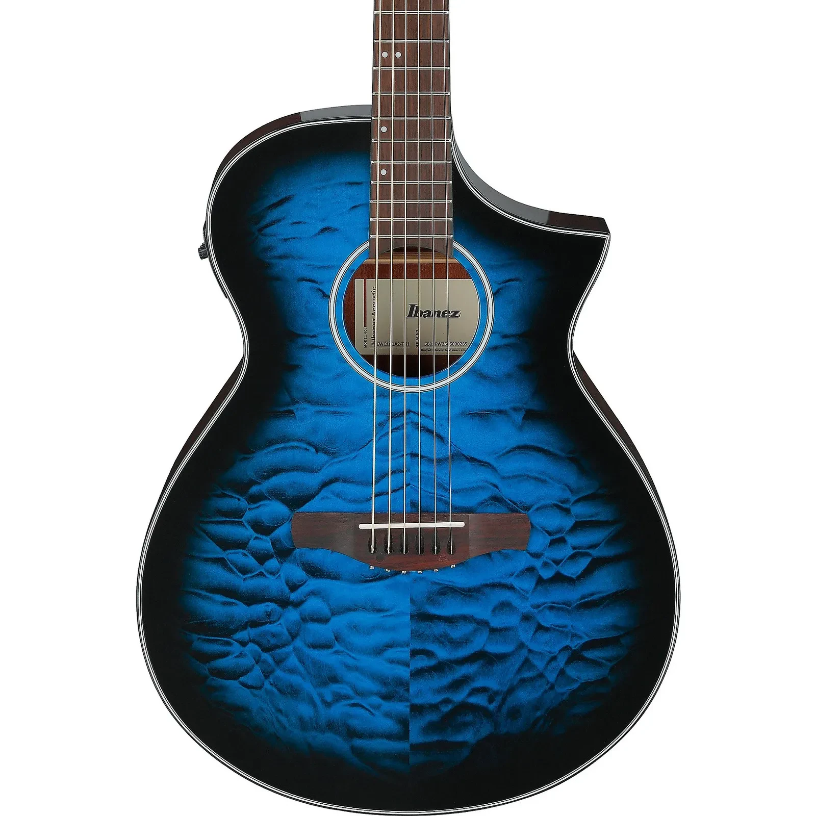 Ibanez AEWC16QA Acoustic-Electric Guitar, Quilted Basswood, Trans Blue Sunburst