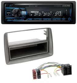 Alpine USB Bluetooth DAB MP3 Autoradio für Fiat Panda (169 2003-2012) grau