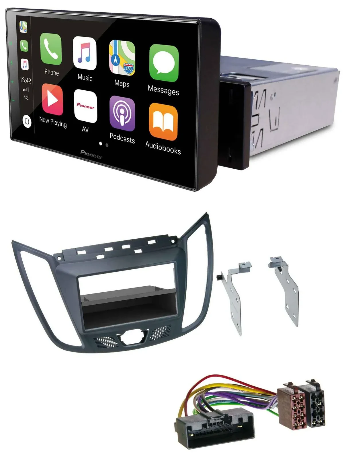 Pioneer Bluetooth MP3 DAB USB Autoradio für Ford C-Max / Kuga - dunkelgrau