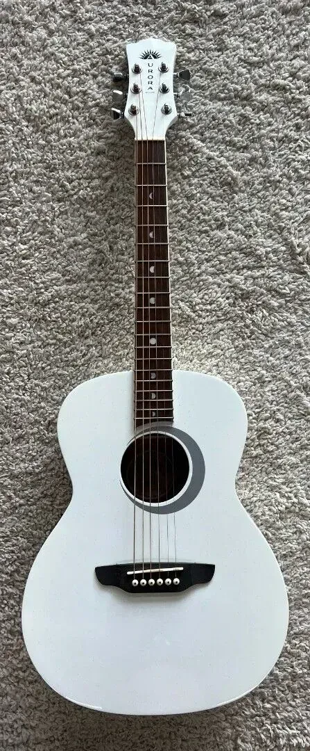 Luna Aurora Borealis 3/4-Size Acoustic Guitar - White Sparkle - Model AR BOR WHT