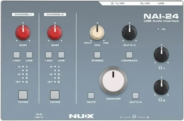 Внешняя звуковая карта (аудиоинтерфейс) Nux NAI-24 USB