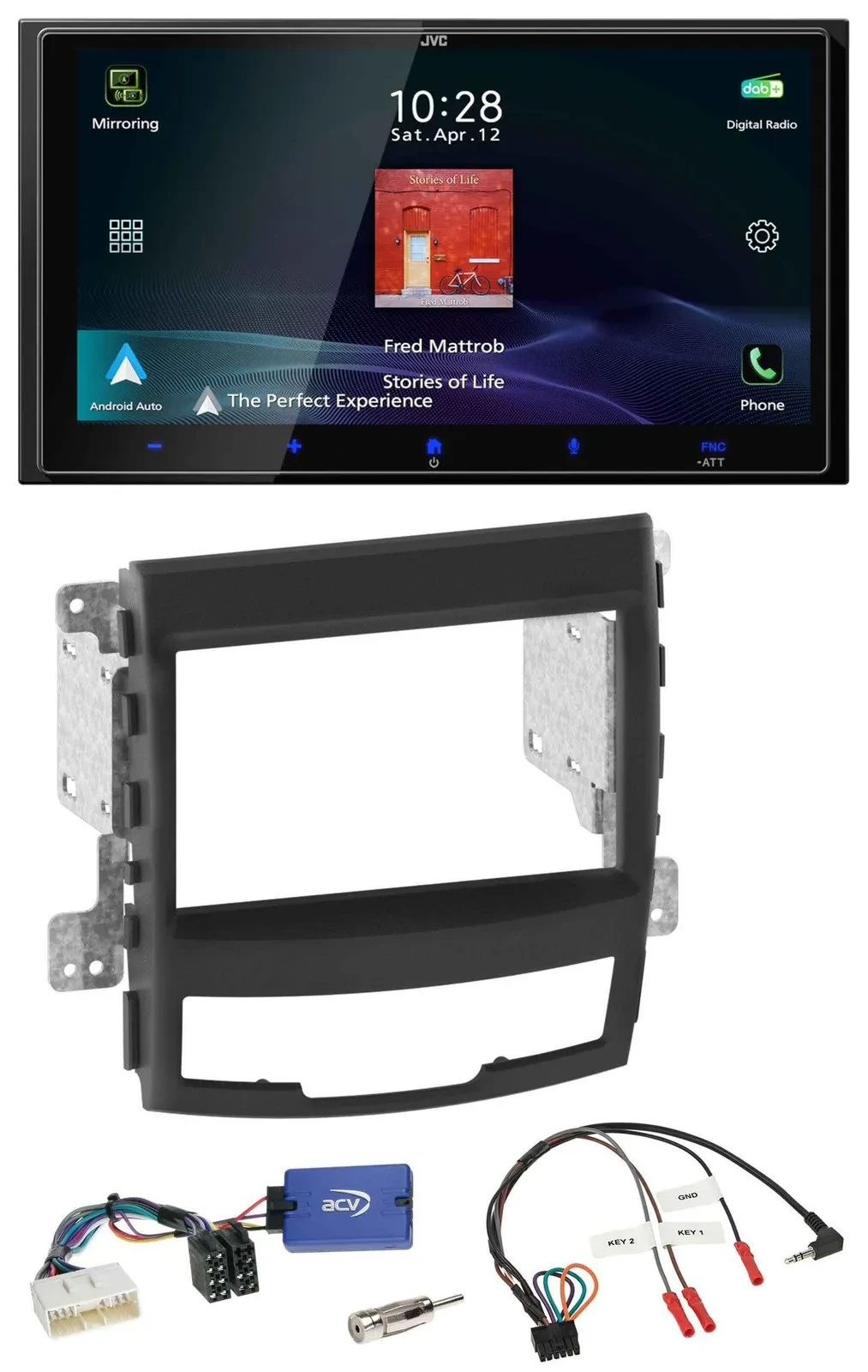 JVC USB Bluetooth 2DIN DAB Lenkrad Autoradio für SSangYong Korando mit Tasten 10