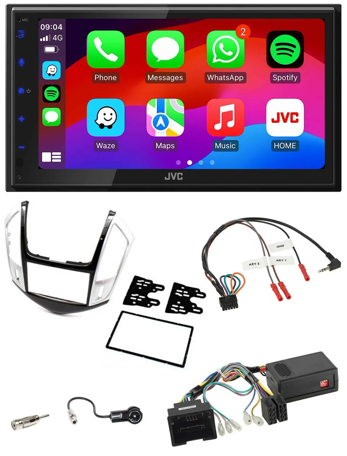 JVC Bluetooth USB Lenkrad 2DIN DAB Autoradio für Chevrolet Cruze 2011-2016 silbe