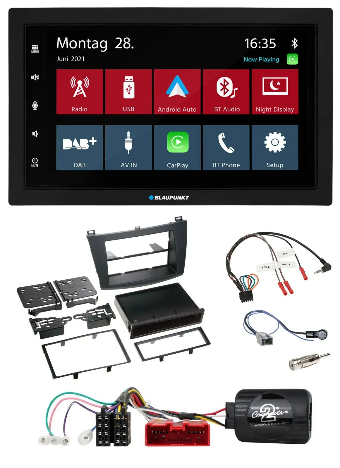 Blaupunkt Lenkrad Bluetooth DAB 2DIN USB Autoradio für Mazda 3 09-13 analog