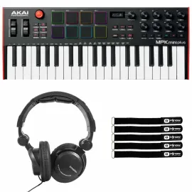 Akai MPKMINIPLUS 37-Key MPK Mini Keyboard with Foldable DJ Headphones