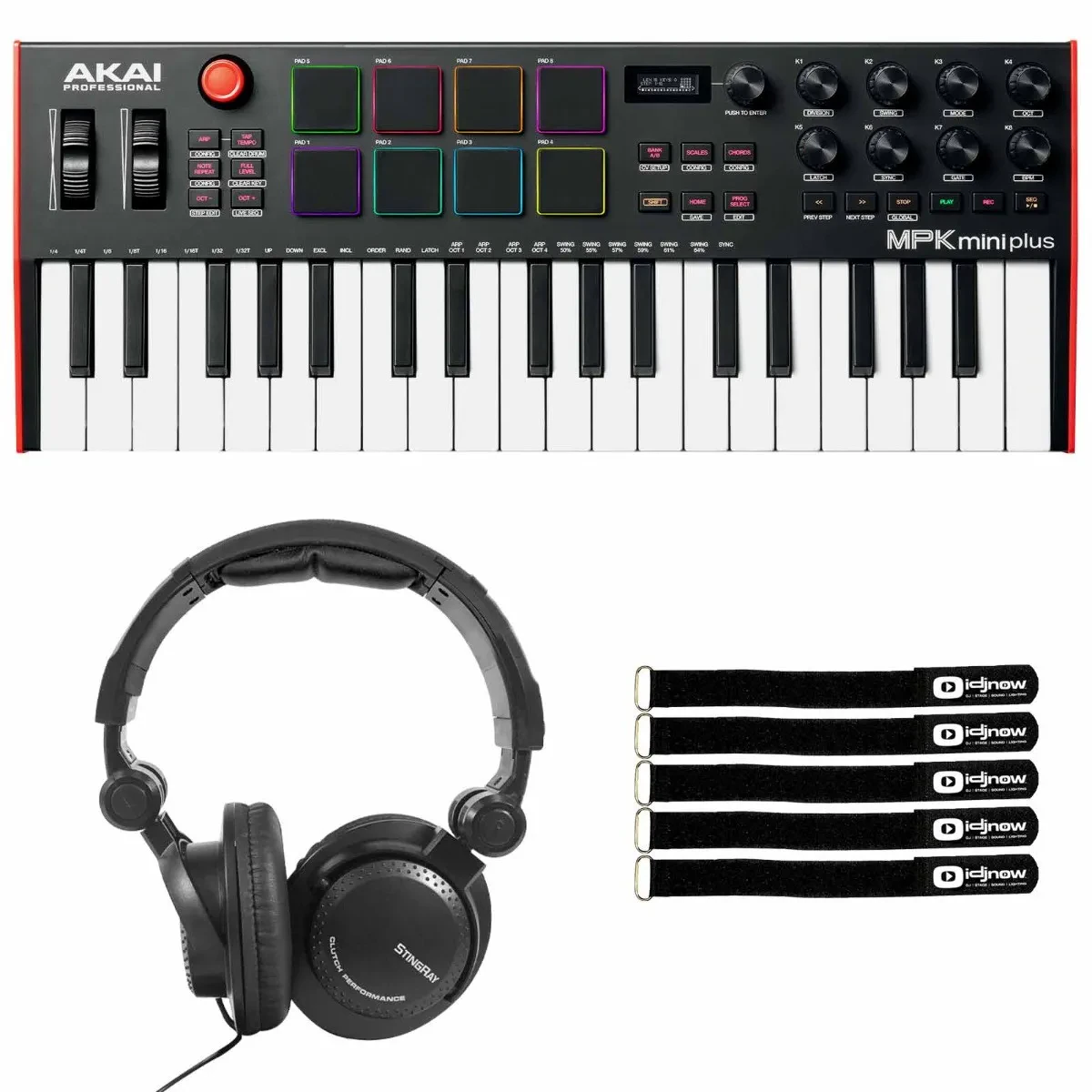 Akai MPKMINIPLUS 37-Key MPK Mini Keyboard with Foldable DJ Headphones