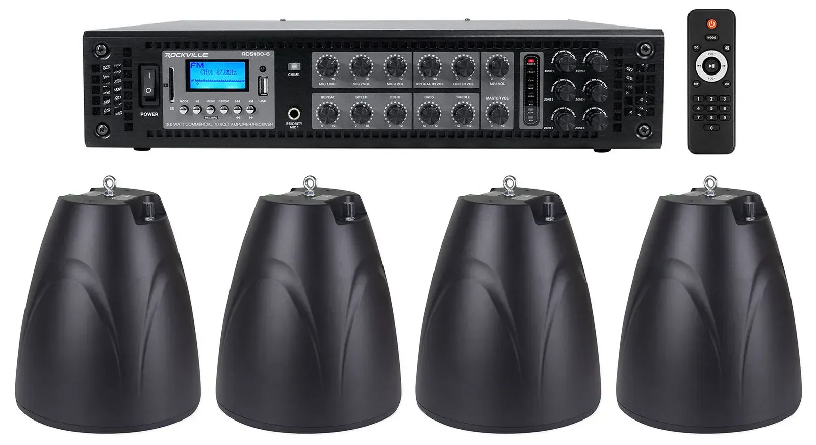 Потолочная акустика Rockville PEN-65T Black с усилителем (4 штуки)