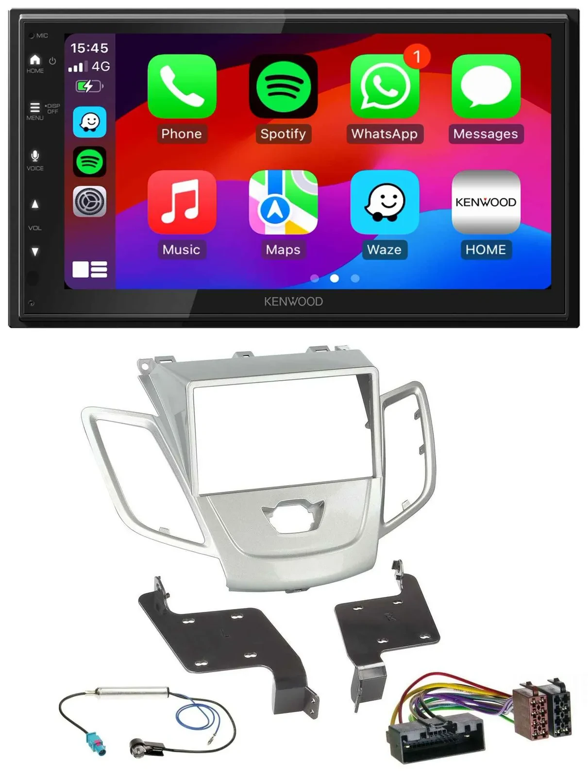 Kenwood MP3 USB DAB 2DIN Bluetooth Autoradio für Ford Fiesta 2010-2017 silber