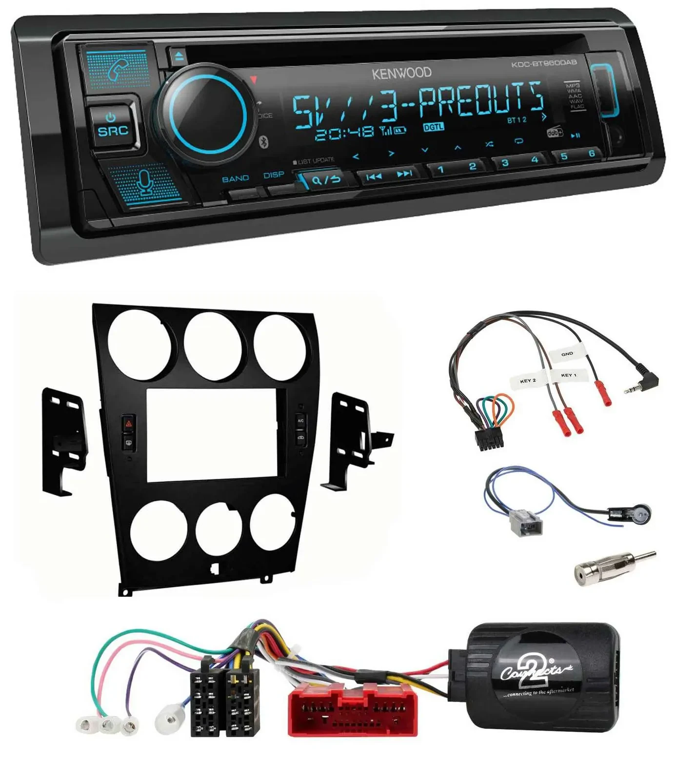 Автомагнитола для Mazda 6 (2006–2008) Kenwood Bluetooth USB CD DAB
