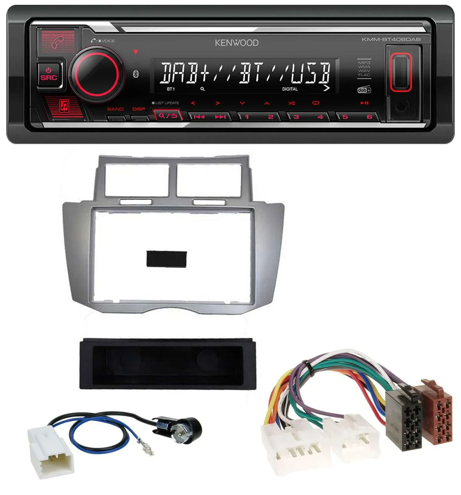 Автомагнитола Kenwood MP3, Bluetooth, USB, DAB для Toyota Yaris (2007–2011)