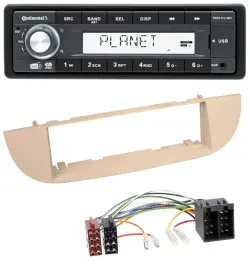 Автомагнитола Continental 1DIN MP3/AUX/USB/DAB для Fiat 500 (с 2007), перламутрово-серый/бежевый