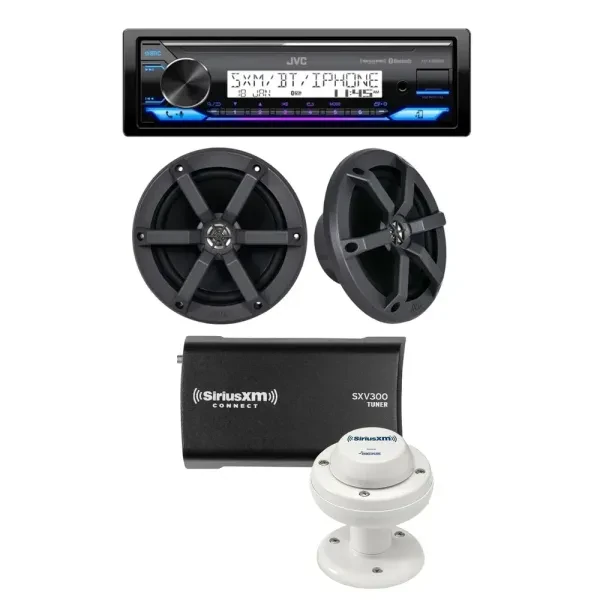 JVC KD-PKX38MBS Marine Receiver & Speaker Package w/ SiriusXM SXV300M1