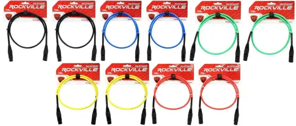 Микрофонный кабель Rockville RCXFM3P Multicolor 0.9 м (10 штук)