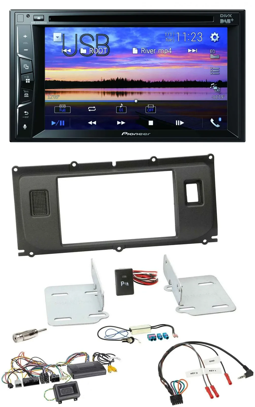 Автомагнитола для Land Rover Evoque (с 2020) Pioneer 2DIN, Bluetooth, USB, DVD, DAB, поддержка кнопок на руле