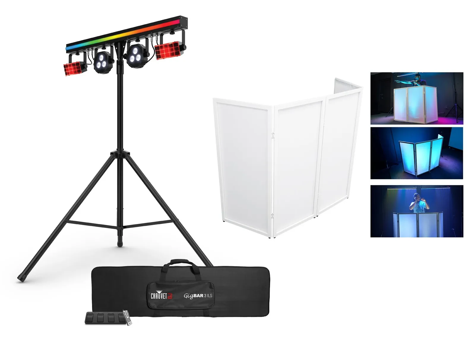 Chauvet DJ GIGBAR 3 ILS Light Bar w/2) Derby/Pars/Strip+Tripod+Footswitch+Facade