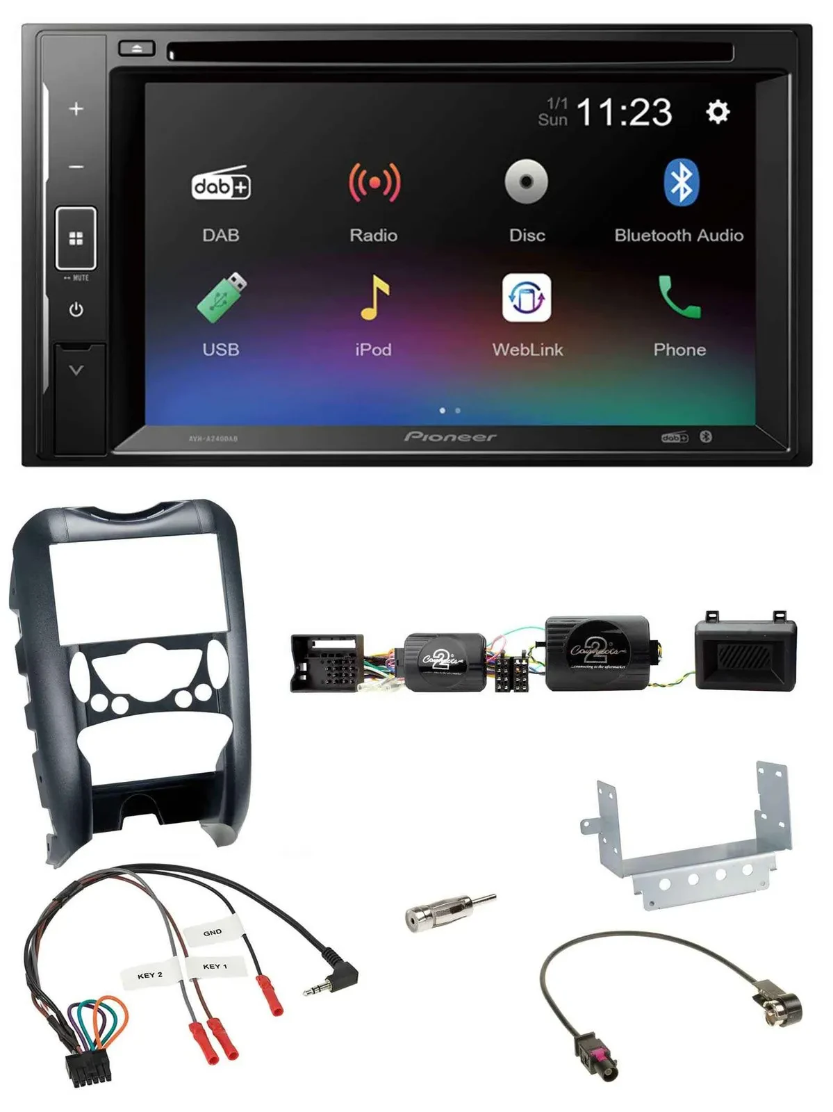 Pioneer Bluetooth Lenkrad USB 2DIN DAB DVD Autoradio für Mini Cooper 06-14 Parks