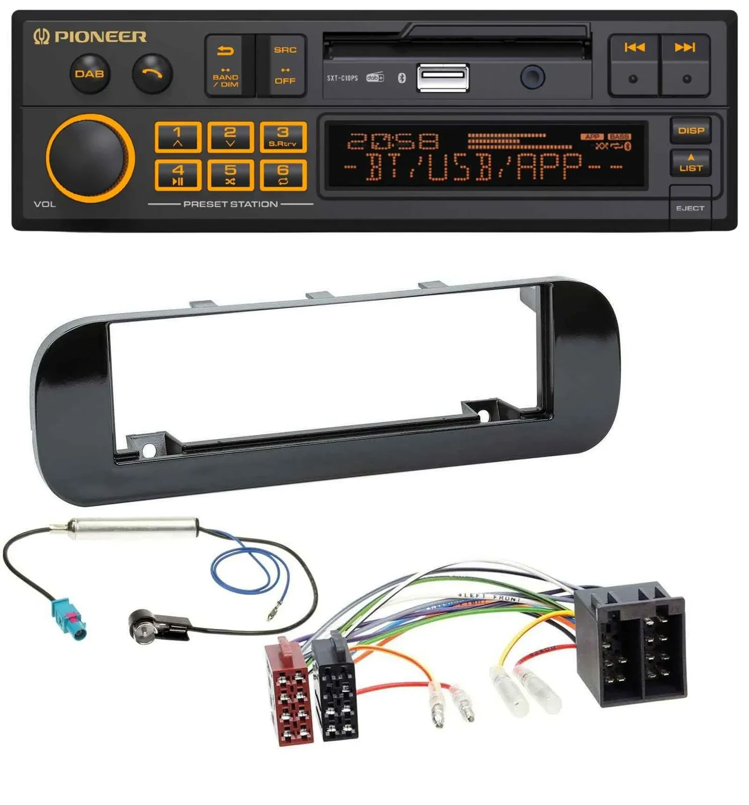 Pioneer DAB MP3 USB Bluetooth Autoradio für Fiat Panda (ab 2012) - glänzend
