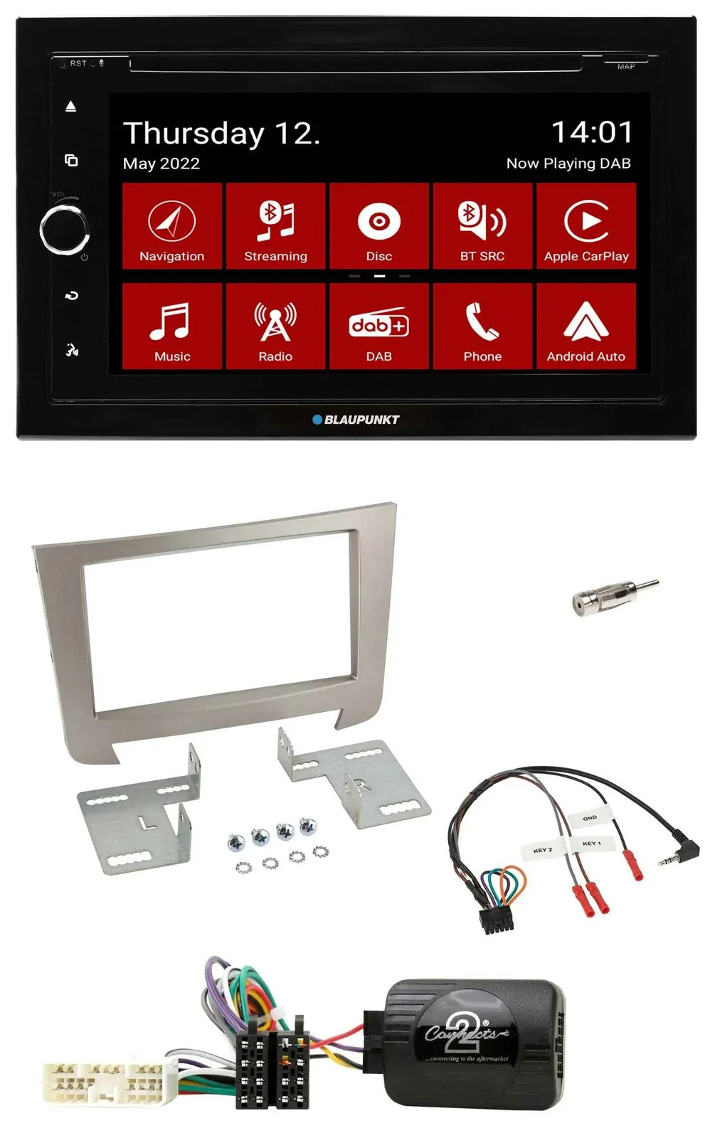 Blaupunkt Lenkrad DVD Bluetooth DAB 2DIN USB Autoradio für SSangYong Rexton ab 2