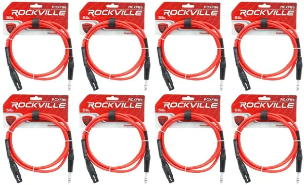 Коммутационный кабель Rockville RCXFB6R Red 1.8 м (8 штук)