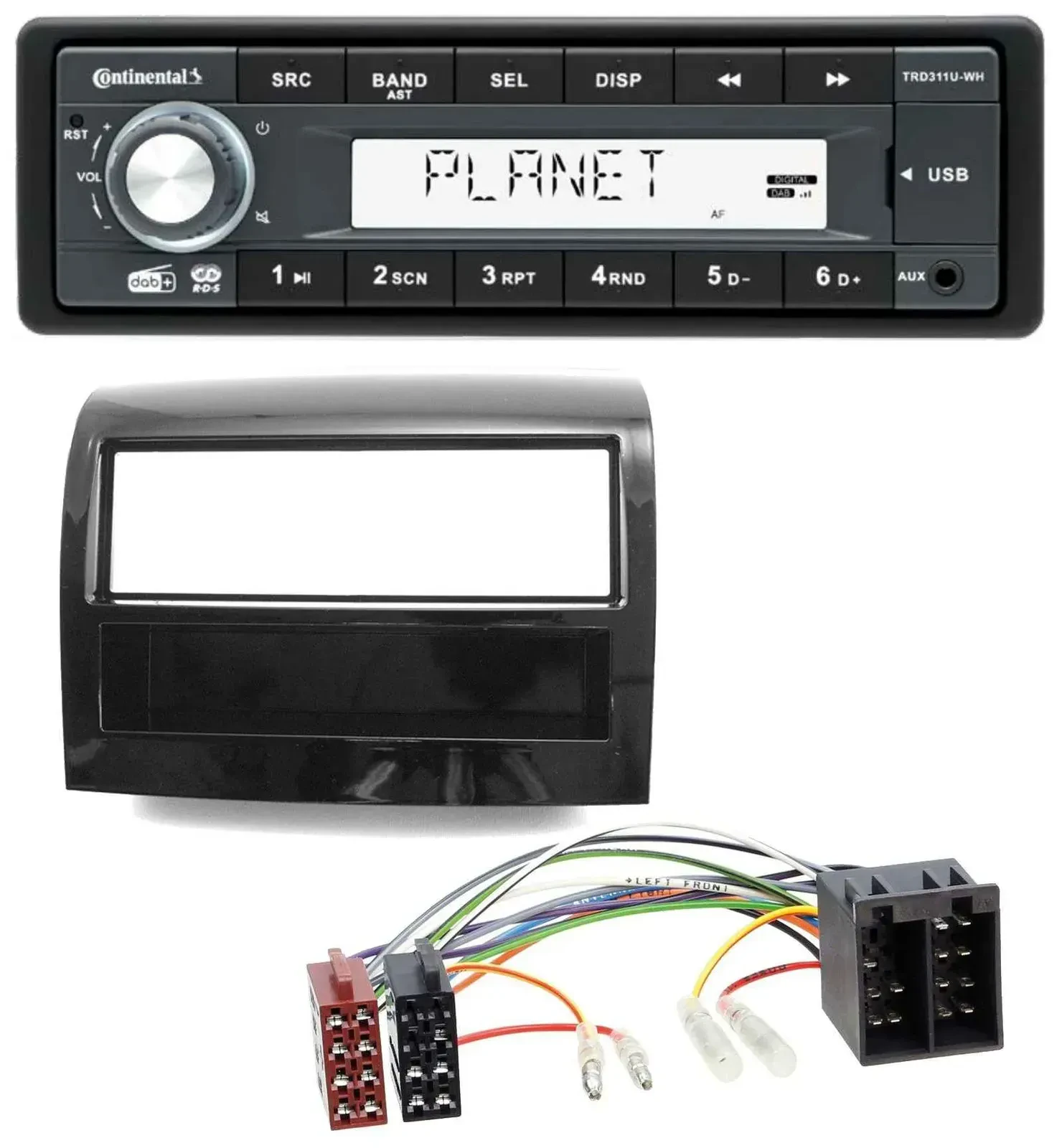 Автомагнитола Continental 1 DIN MP3, AUX, USB, DAB для Fiat Ducato 2011–2021, черный (piano black)