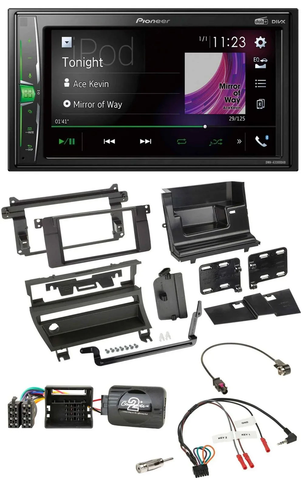 Автомагнитола Pioneer 2-DIN DAB USB Bluetooth для BMW 3 серии E46 (2001–2006)