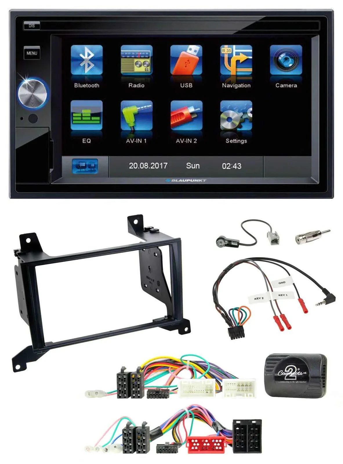 Blaupunkt SD USB TMC Bluetooth 2DIN Lenkrad Navigation für Hyundai Santa Fe CM 2