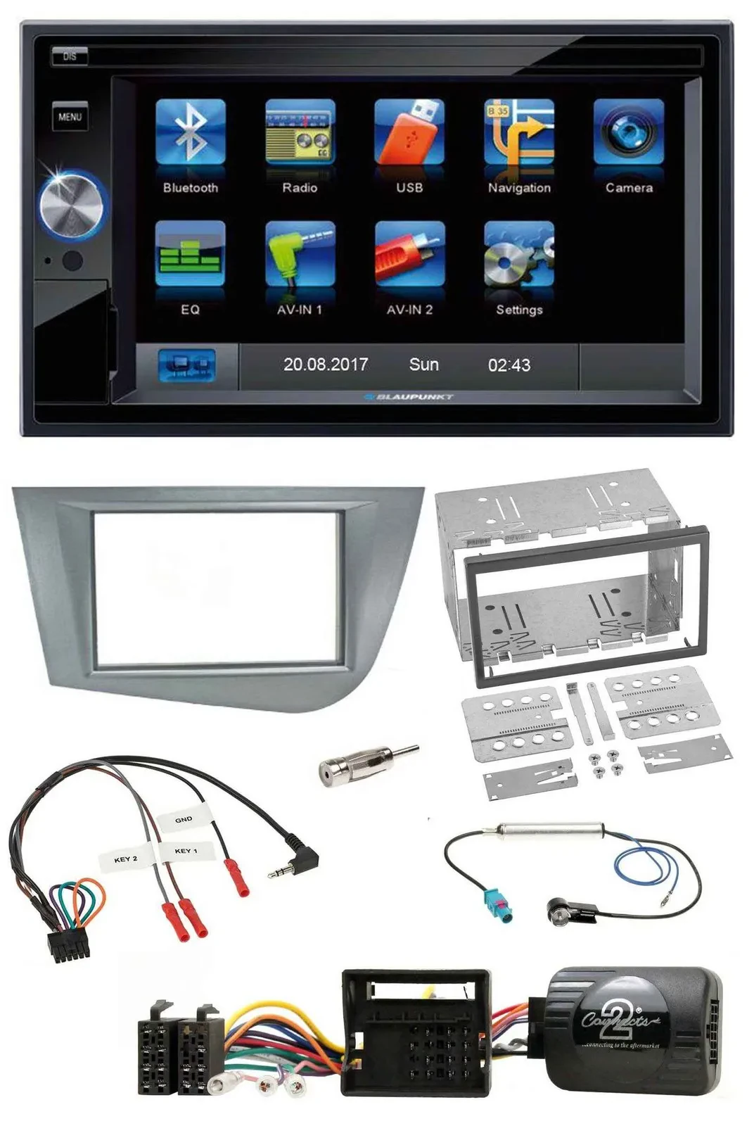 Blaupunkt SD USB TMC Bluetooth 2DIN Lenkrad Navigation für Seat Leon 2005-2012 s