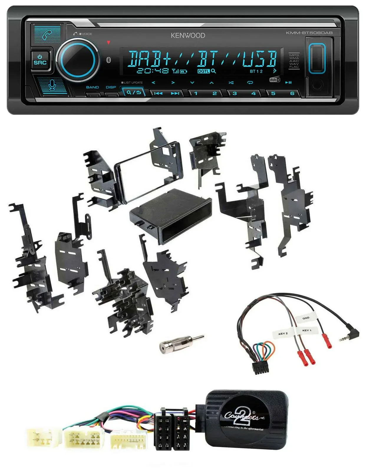 Kenwood Bluetooth Lenkrad DAB USB Autoradio für Toyota Yaris 2007-2012