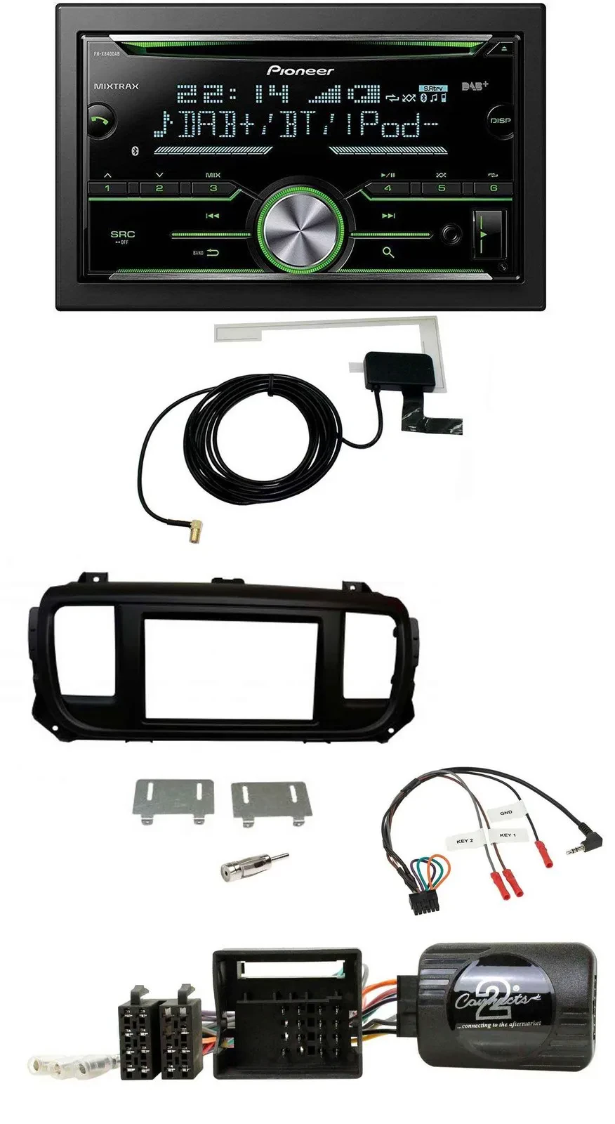 Pioneer CD USB Lenkrad Bluetooth 2DIN DAB Autoradio für Toyota Proace Citroen Ju