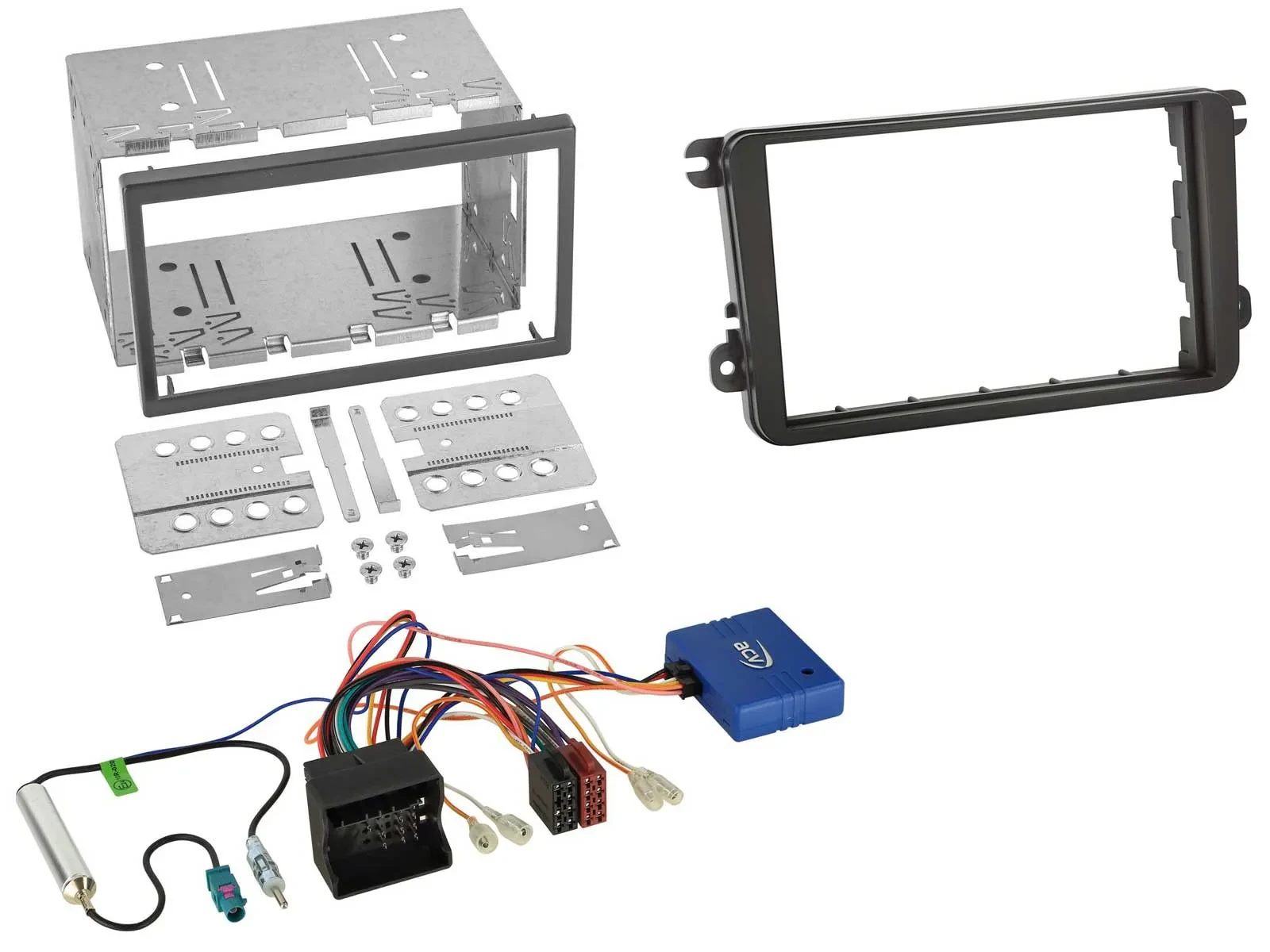 Einbauset CAN-Bus Doppel DIN Autoradio für Skoda Fabia 2007-2014 schwarz