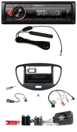 Автомагнитола для Hyundai i10 (2009–2013) Pioneer 1-DIN DAB, USB, MP3, ISO, с поддержкой управления с руля, черная