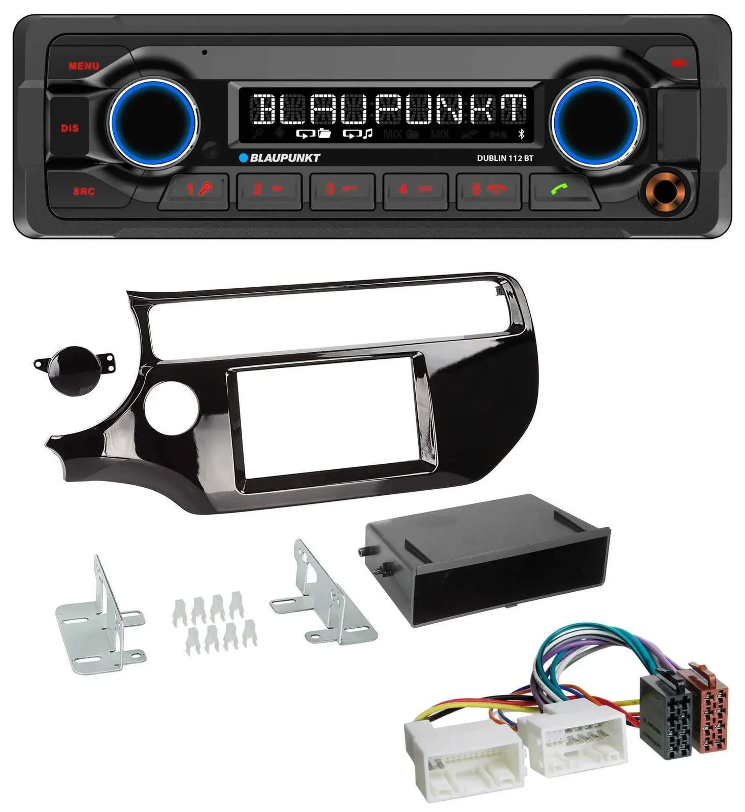 Blaupunkt MP3 Bluetooth USB AUX Autoradio für Kia Rio UB ab 2015 piano-schwarz