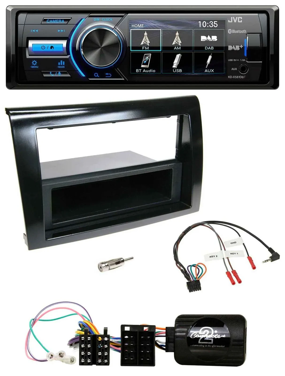 Автомагнитола JVC Bluetooth USB DAB для Fiat Bravo (2007–2014)