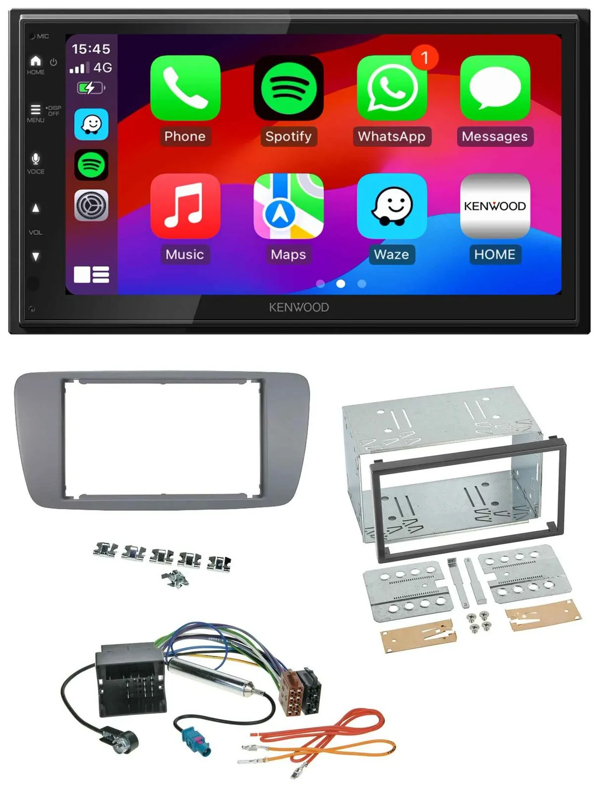 Kenwood MP3 USB DAB 2DIN Bluetooth Autoradio für Seat Ibiza ab 08 conemaragrau