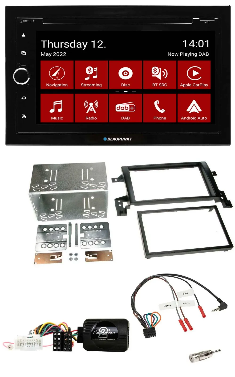 Blaupunkt 2DIN Lenkrad Bluetooth USB TMC DAB Navigation für Suzuki Grand Vitara