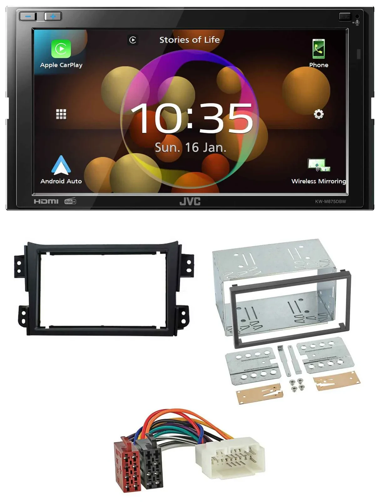 JVC DAB MP3 2DIN Bluetooth USB Autoradio für Opel Agila B Suzuki Splash 2008-201