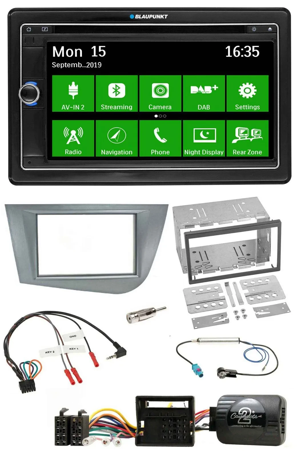 Blaupunkt Bluetooth 2DIN Lenkrad DAB USB TMC Navigation für Seat Leon 2005-2012