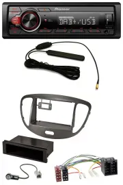 Автомагнитола для Hyundai i10 (2008–2013) Pioneer 1-DIN MP3 DAB AUX USB, темно-серебристая