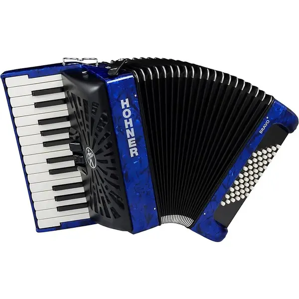 Аккордеон Hohner Bravo II 48 Accordion with Black Bellows Blue