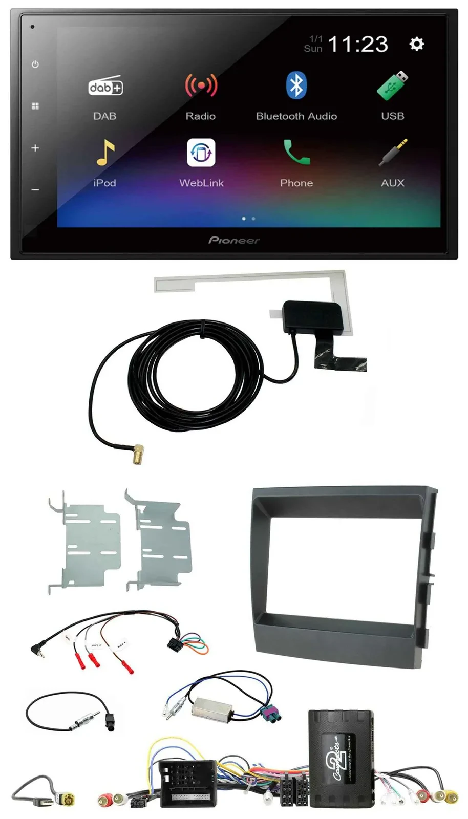 Автомагнитола для Porsche Panamera 2009–2016 Pioneer 2DIN, Bluetooth, USB, DAB, поддержка кнопок на руле