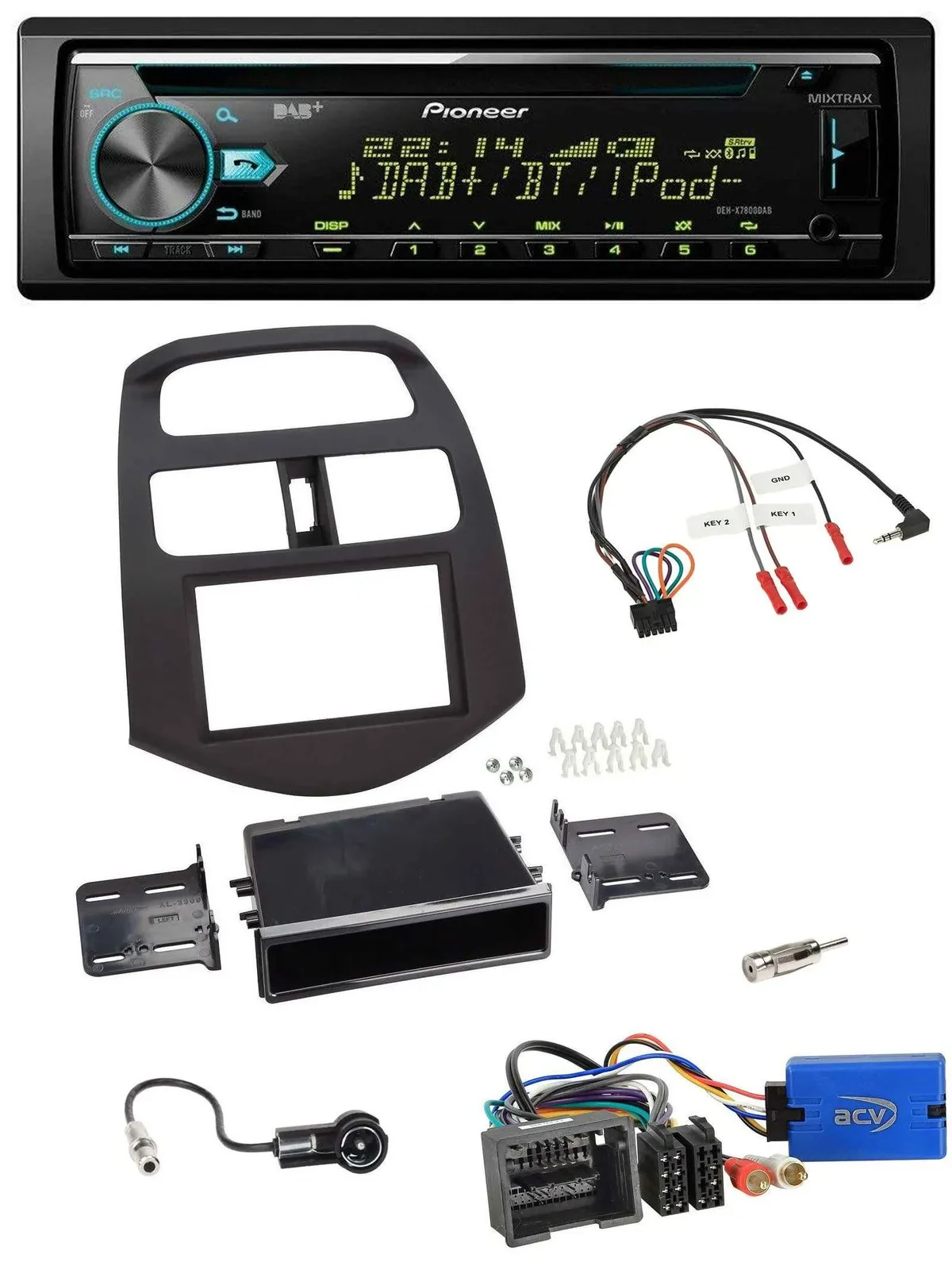 Pioneer DAB Lenkrad CD USB Bluetooth Autoradio für Chevrolet Spark 2013-2015