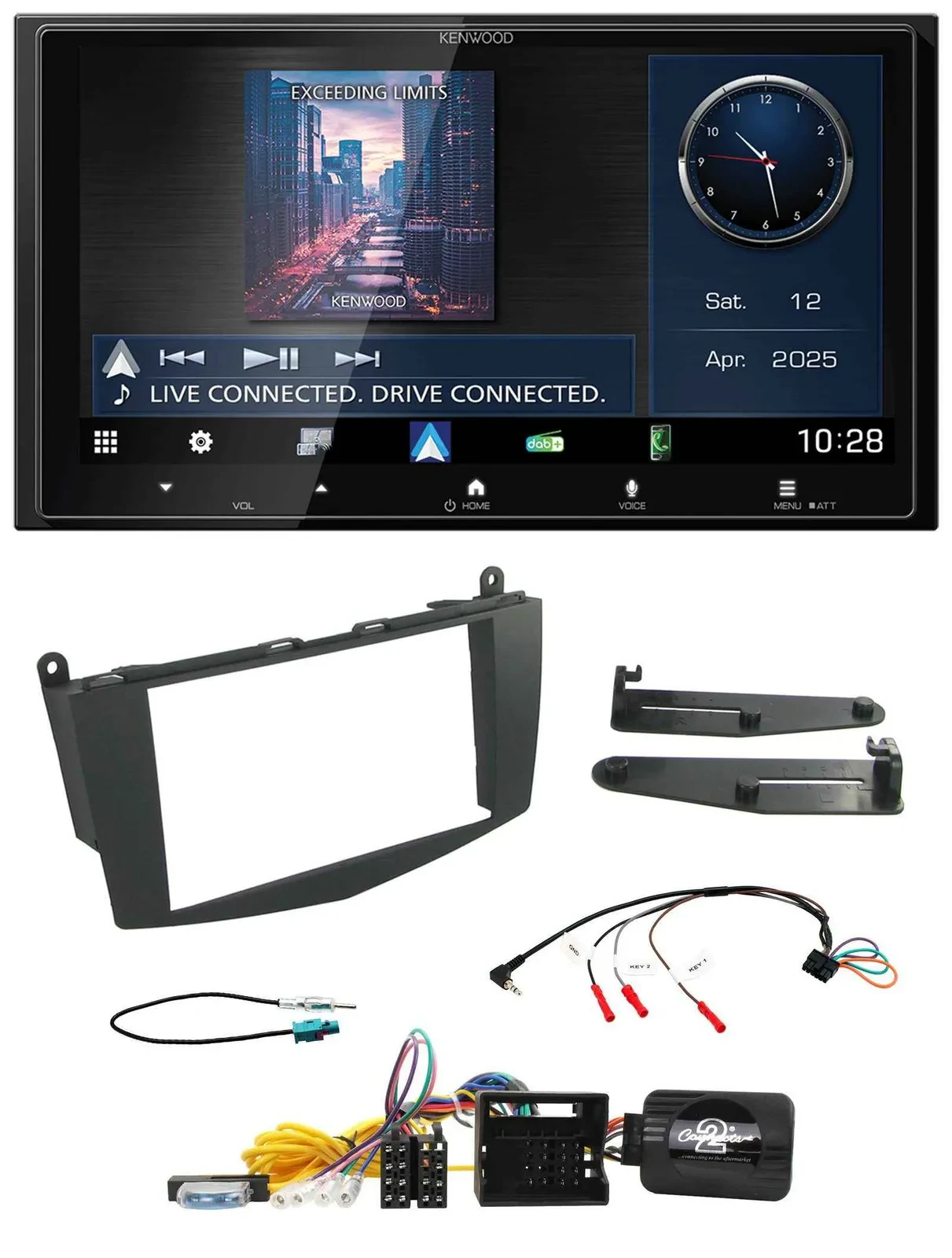 Автомагнитола для Mercedes C-Class 07–11 W20 Kenwood 2DIN Bluetooth USB DAB с поддержкой управления на руле