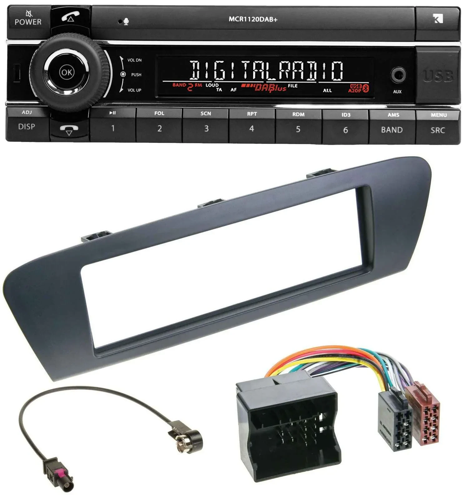 Автомагнитола Kienzle Bluetooth MP3 USB DAB для Renault Scenic (с 2012), серый