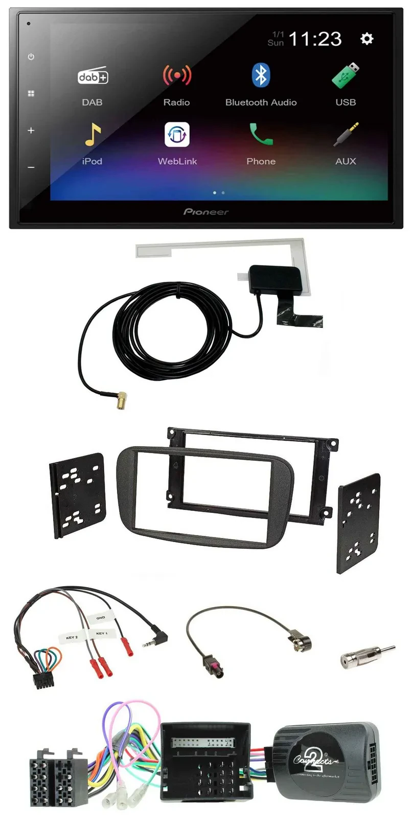 Pioneer DAB Lenkrad Bluetooth 2DIN USB Autoradio für Ford Focus C-Max Galaxy ab