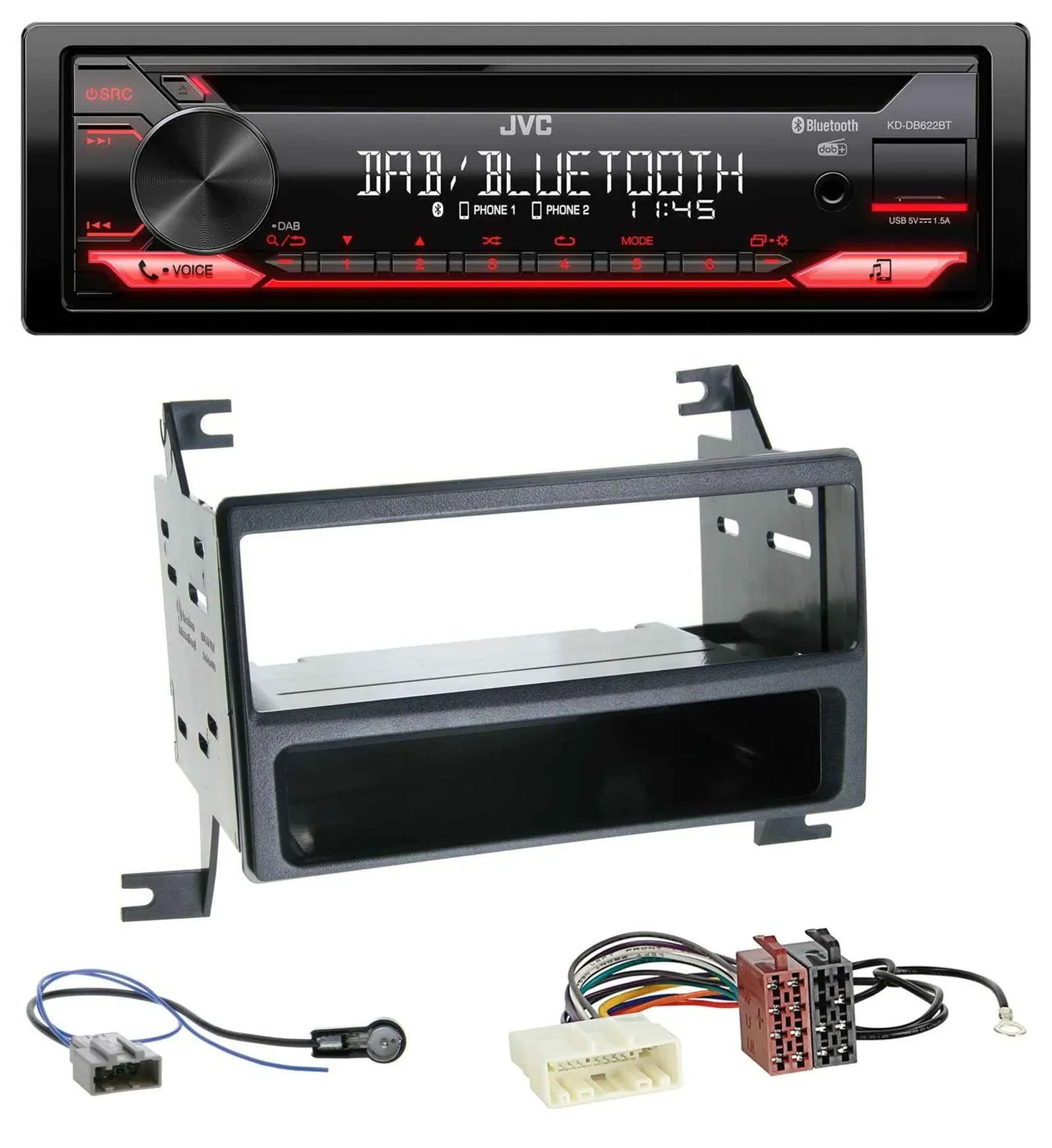 Автомагнитола для Nissan Juke (J15, 2010–2014) JVC CD, DAB, USB, Bluetooth, MP3