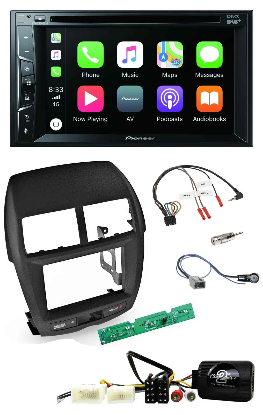 Автомагнитола для Mitsubishi ASX Pioneer 2-DIN, USB, DVD, Bluetooth, DAB
