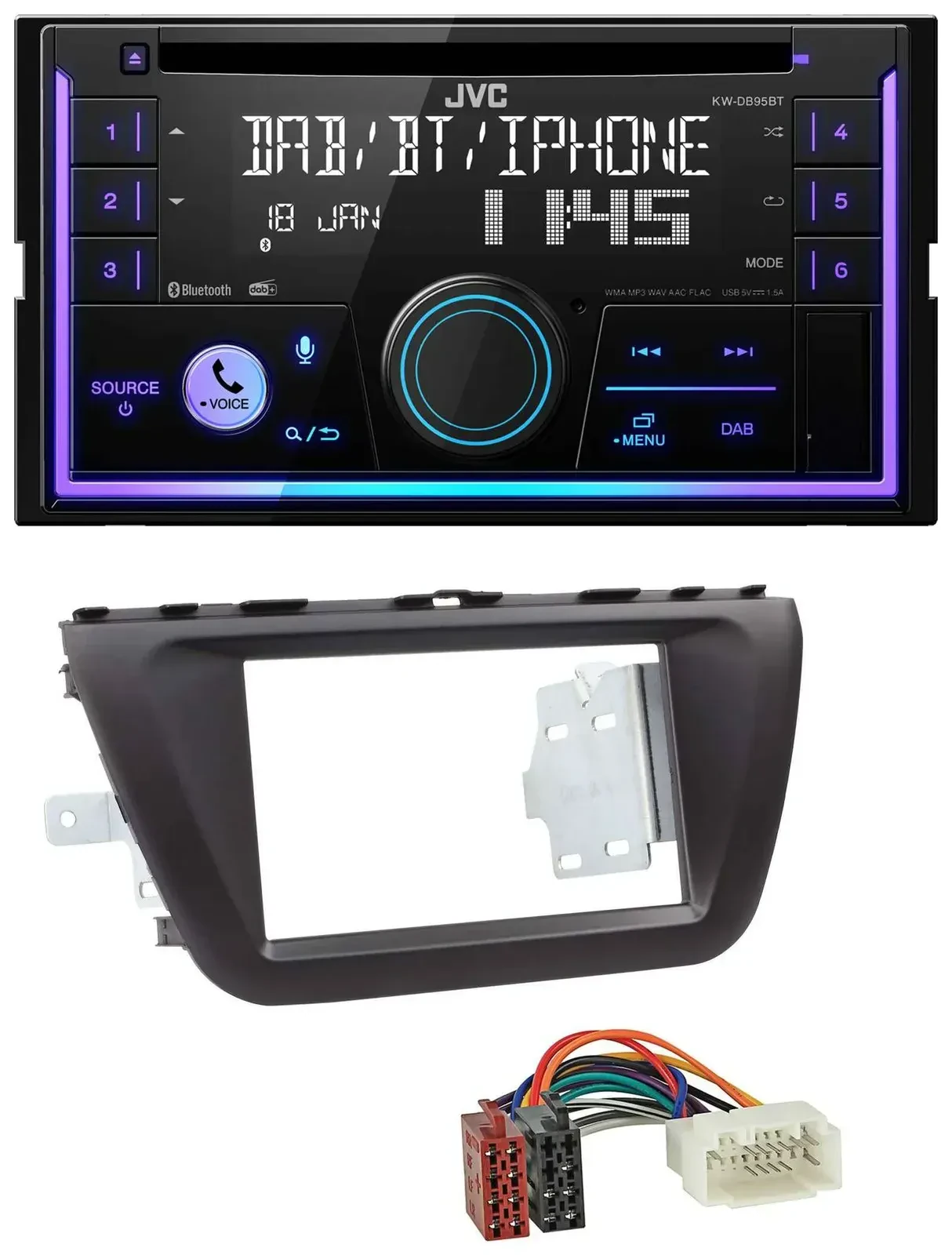 Автомагнитола JVC 2-DIN, DAB, Bluetooth, CD/USB/MP3 для Suzuki SX4 (с 2013)